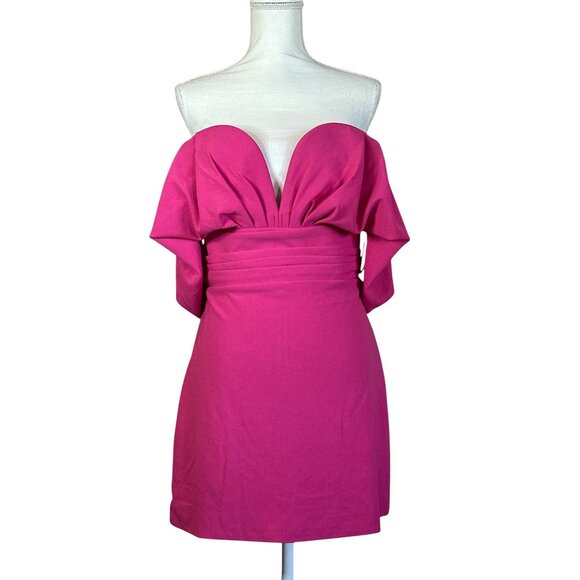 Line & Dot Amore Mini Dress in Pink Large New Womens Off the Shoulder Party - Picture 4 of 11